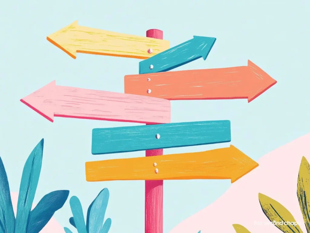A colorful signpost with arrows in different directions, representing which kind of lost you might be experiencing in life right now.